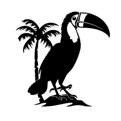 Vector illustration of a black silhouette toucan