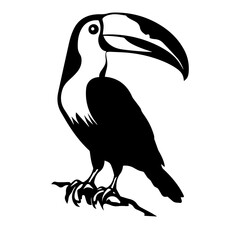 Vector illustration of a black silhouette toucan