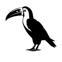 Vector illustration of a black silhouette toucan