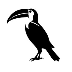 Vector illustration of a black silhouette toucan