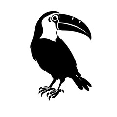 Vector illustration of a black silhouette toucan
