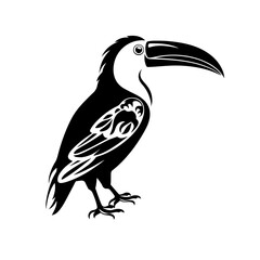 Vector illustration of a black silhouette toucan