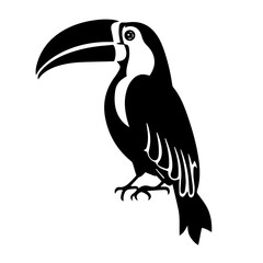 Vector illustration of a black silhouette toucan - obrazy, fototapety, plakaty