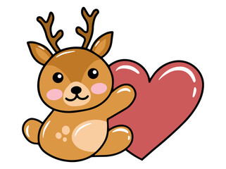 Cute Deer Cartoon Animal Illustration