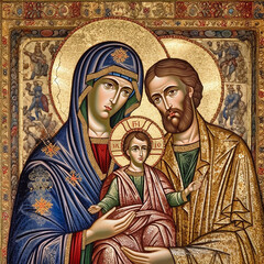 Fototapeta premium Biblical representation of jesus christ in Byzantine art. AI generativ..