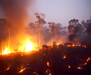 Fototapeta na wymiar 森林、火災、Forest, fire.Generative AI