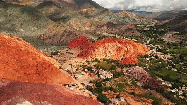 Aerial View Cerro siete colores, Purmamarca, Jujuy, Argentina