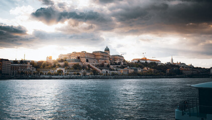 Budapest historical building view from Danube River