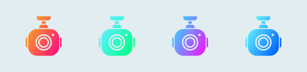 Dash cam solid icon in gradient colors. Car camera signs vector illustration.