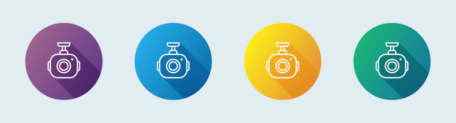 Dash cam line icon in flat design style. Car camera signs vector illustration.