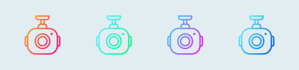 Dash cam line icon in gradient colors. Car camera signs vector illustration.