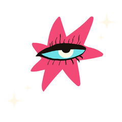 Obraz premium a card with a mystical symbol of a pink star with magical eye