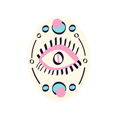 Fototapeta premium Spiritualist magical mystical symbol with an all-seeing eye. Vector illustration in doodle style