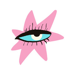 a card with a mystical symbol of a pink star with magical eye