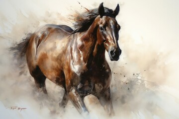 Obraz na płótnie Canvas painting of the horse running horse