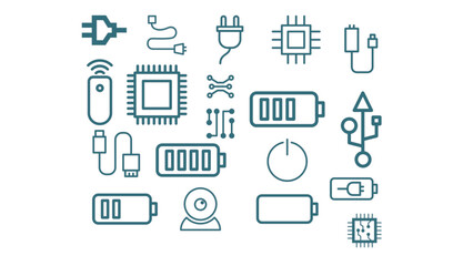 set of icons electronic