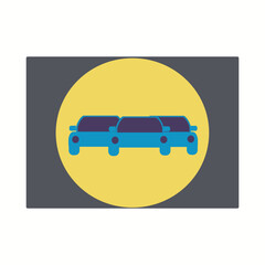 blue Cars icon isolated on yellow background Vector