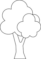 Tree, a simple image of a plant - a vector linear picture for a children's coloring book. Outline. Tree stylized black and white image for coloring