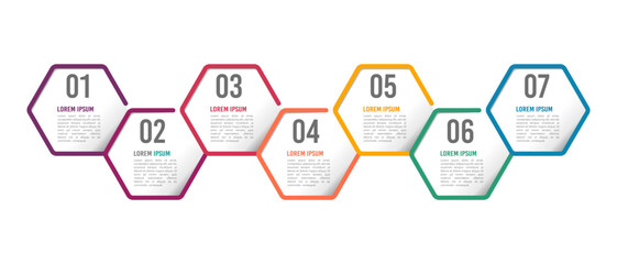 Infographic hexagon 7 steps or options to success. Workflow to success. Vector illustration. 