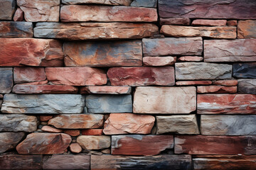 Stone Brickwork: Textured stone tiles arranged in a brick-like pattern, types of tiles background, textures Generative AI