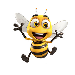 Bee model 3D cute cartoon die-cut background ,Generative AI