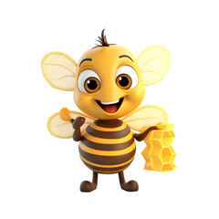 Bee model 3D cute cartoon die-cut background ,Generative AI