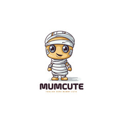 cute cartoon adorable baby mummy. baby mummy mascot logo vector illustration