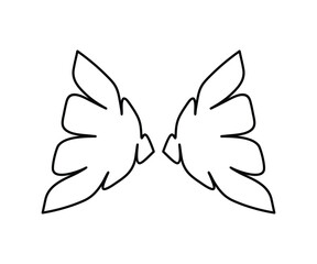 wing icon black line design. Wings badge on a white background. Vector illustration.