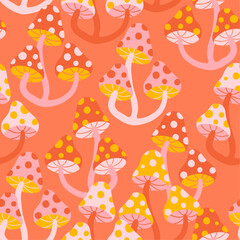 Seamless pattern with mushrooms
