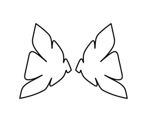wing icon black line design. Wings badge on a white background. Vector illustration.	