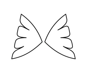 wing icon black line design. Wings badge on a white background. Vector illustration.
