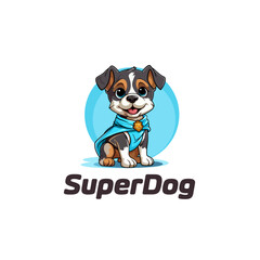 cute cartoon adorable dog wearing cape being a hero. dog hero or super dog mascot logo vector illustration