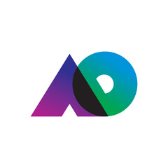 Letter ao, oa abstract logo design concept, purple blue gradient colors