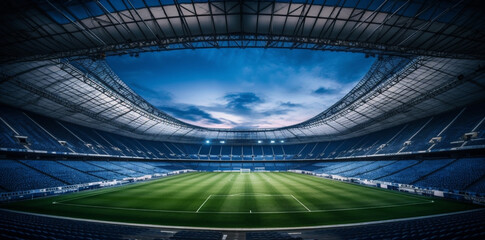 world green stadium sport light arena game football goal soccer. Generative AI.