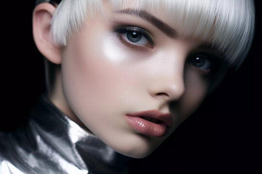 Blonde Beauty Up Close: Commercial Fashion Close-up Shoot, Generative AI.