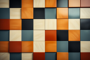 Retro Checkerboard: A vintage-inspired checkerboard pattern in bold colors, types of tiles background, textures Generative AI