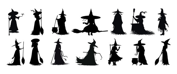 Witch silhouette halloween element clip art icon