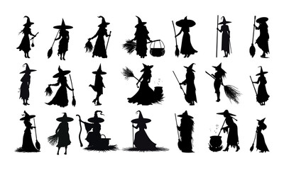 Witch silhouette halloween element clip art icon