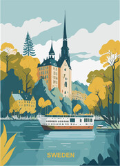 Sweden vintage poster design concept