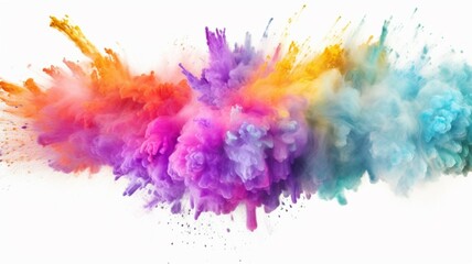 Fototapeta na wymiar rainbow holi paint color powder explosion isol