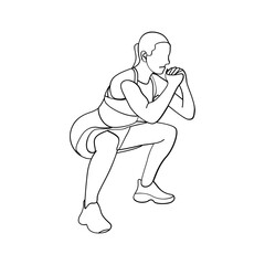 Woman sport activities yoga line art style