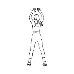 Woman sport activities yoga line art style