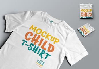Mockup of Children's Folded T-shirt