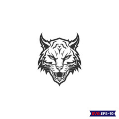 Fototapeta premium Cat logo.custom cat logo, Bobcat Vector illustration logo . Lynx cat vector silhouette isolated. Bobcat silhouette. Domestic cat breeds and hybrids collection isolated on white. Flat style set. 