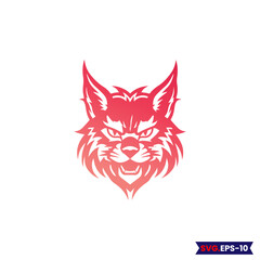 Cat logo.custom cat logo, Bobcat Vector illustration logo . Lynx cat vector silhouette isolated. Bobcat silhouette. Domestic cat breeds and hybrids collection isolated on white. Flat style set. 