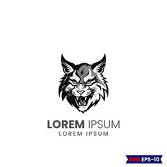 Cat logo.custom cat logo, Bobcat Vector illustration logo . Lynx cat vector silhouette isolated. Bobcat silhouette. Domestic cat breeds and hybrids collection isolated on white. Flat style set. 