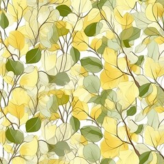 Cute seamless yellow flower pattern. Stylish beautiful bright floral endless print. AI Illustration..
