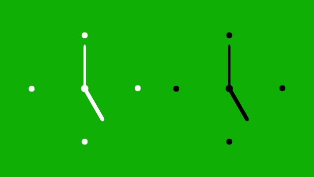 Running clock motion graphics with green screen background