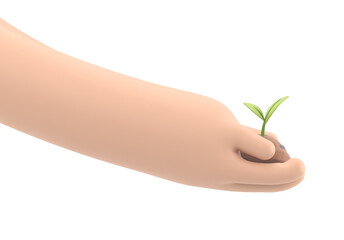 Transparent Backgrounds Mock-up.hand holding young plant. concept eco earth day.Supports PNG files with transparent backgrounds.
