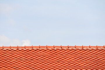 Roof on top and blue sky white cloud background